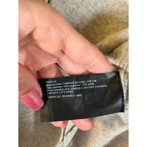THEORY Gray Hanelee Cashmere Cardigan Sweater Small Minimalist Luxury Capsule - Picture 7 of 16